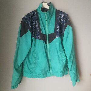 Vintage colourblock windbreaker light jacket blue teal Zellers